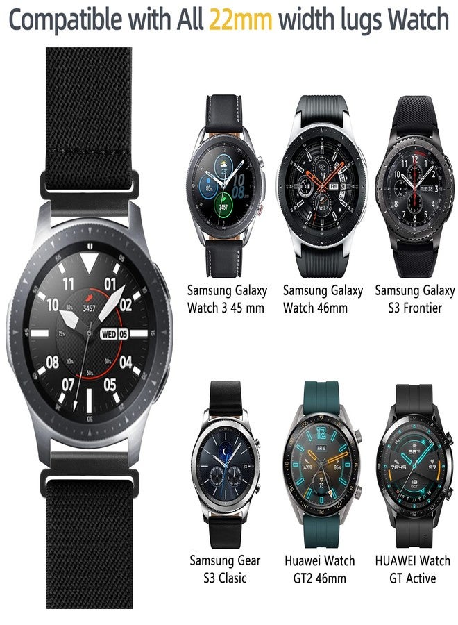 Easuny 22mm Watch Bands Compatible for Samsung Galaxy Watch 3 45mm/Samsung Gear S3 Frontier/Galaxy Watch Band 46mm for Men, Soft Nylon Elastic Braided Breathable Watch Wristband, 4 Packs - Image 2