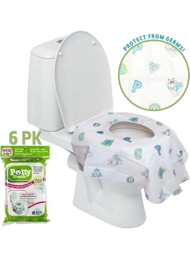 Potty Shields أغطية مقاعد المرحاض POTTY SHIELDS - أغطية مقاعد قابلة للتخلص XL - عبوة فردية مكونة من 6 متعددة - Image 2