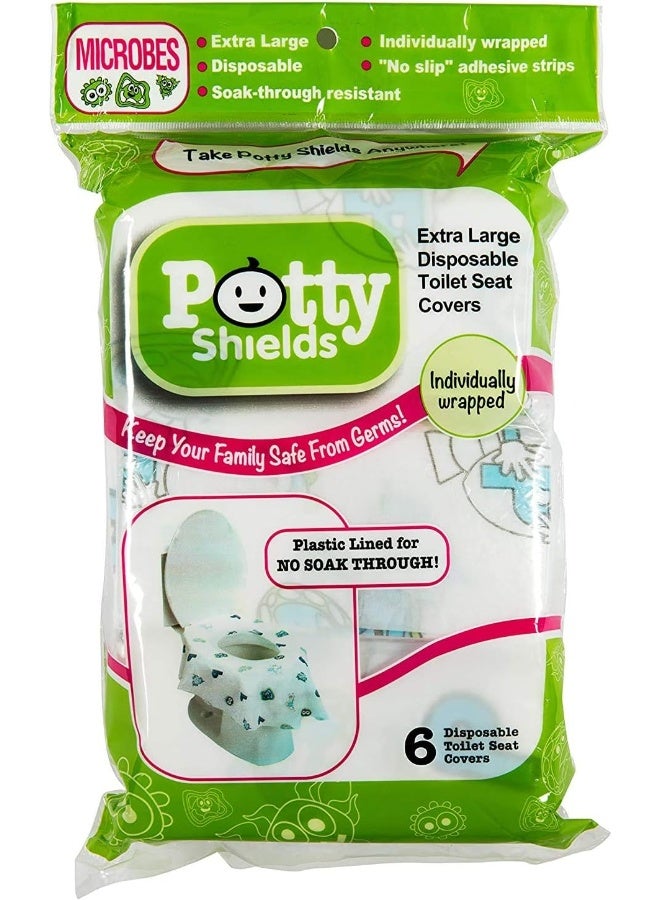 Potty Shields أغطية مقاعد المرحاض POTTY SHIELDS - أغطية مقاعد قابلة للتخلص XL - عبوة فردية مكونة من 6 متعددة - Image 3