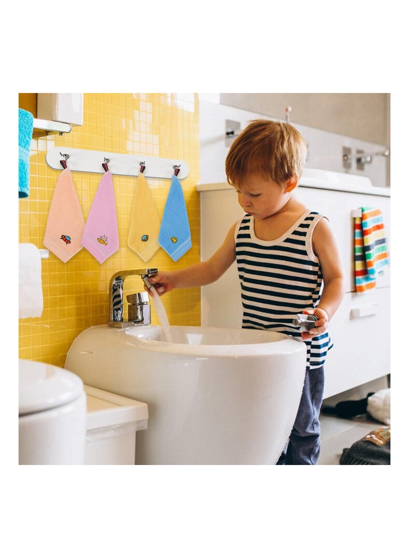 SYOSI 4Pcs Cotton Cartoon Hand Towel with Hanging Loop, Cartoon Cute Hand Towels Small Square Towels Soft Water Absorbing Facial Towels for Kitchen Bathroom Kids Adults (Size: 25x25cm) - Image 2