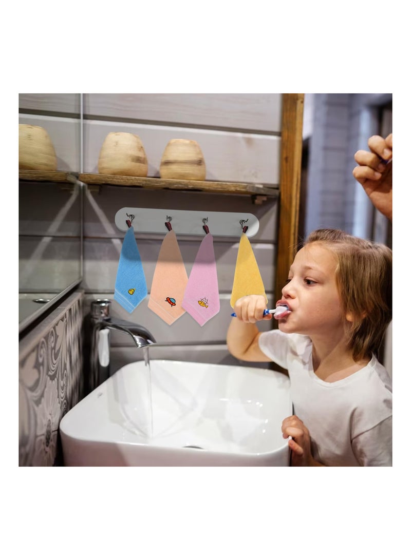 SYOSI 4Pcs Cotton Cartoon Hand Towel with Hanging Loop, Cartoon Cute Hand Towels Small Square Towels Soft Water Absorbing Facial Towels for Kitchen Bathroom Kids Adults (Size: 25x25cm) - Image 4