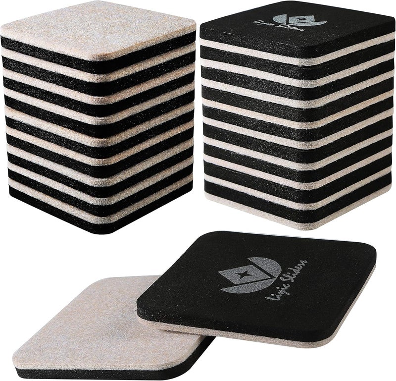 Liyic 20 Pack 3in.Square Felt Sliders for Hard Surfaces - Heavy Duty Furniture Moving Sliders - Image 1
