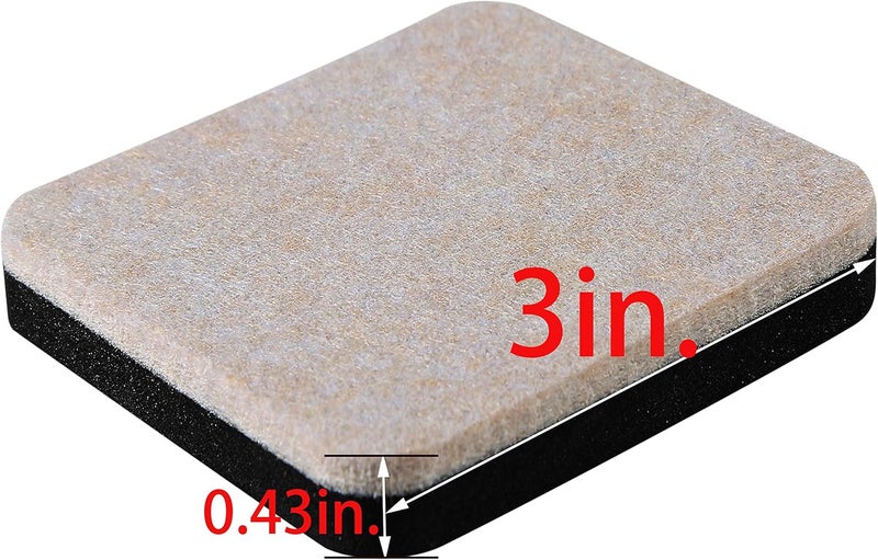 Liyic 20 Pack 3in.Square Felt Sliders for Hard Surfaces - Heavy Duty Furniture Moving Sliders - Image 2