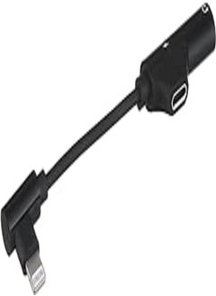 Keendex kx 2474 lightning 2 in 1 adapter 3.5mm earphone audio & charger splitter compatible for iphone/ipad/ipod - gray and black