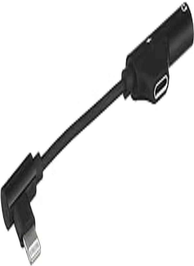 keendex - Keendex kx 2474 lightning 2 in 1 adapter 3.5mm earphone audio & charger splitter compatible for iphone/ipad/ipod - gray and black - Image 1