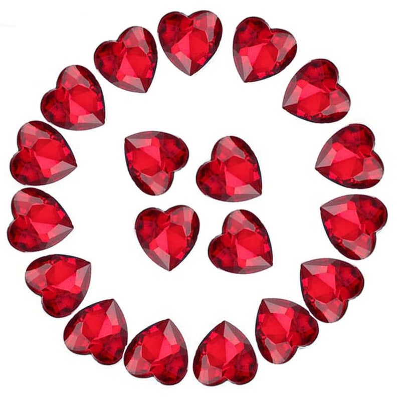 Crystal Rhinestones 50pcs AB Crystals Point Back Heart Glass Rhinestone for DIY Crafts Jewelry Making12mmRed