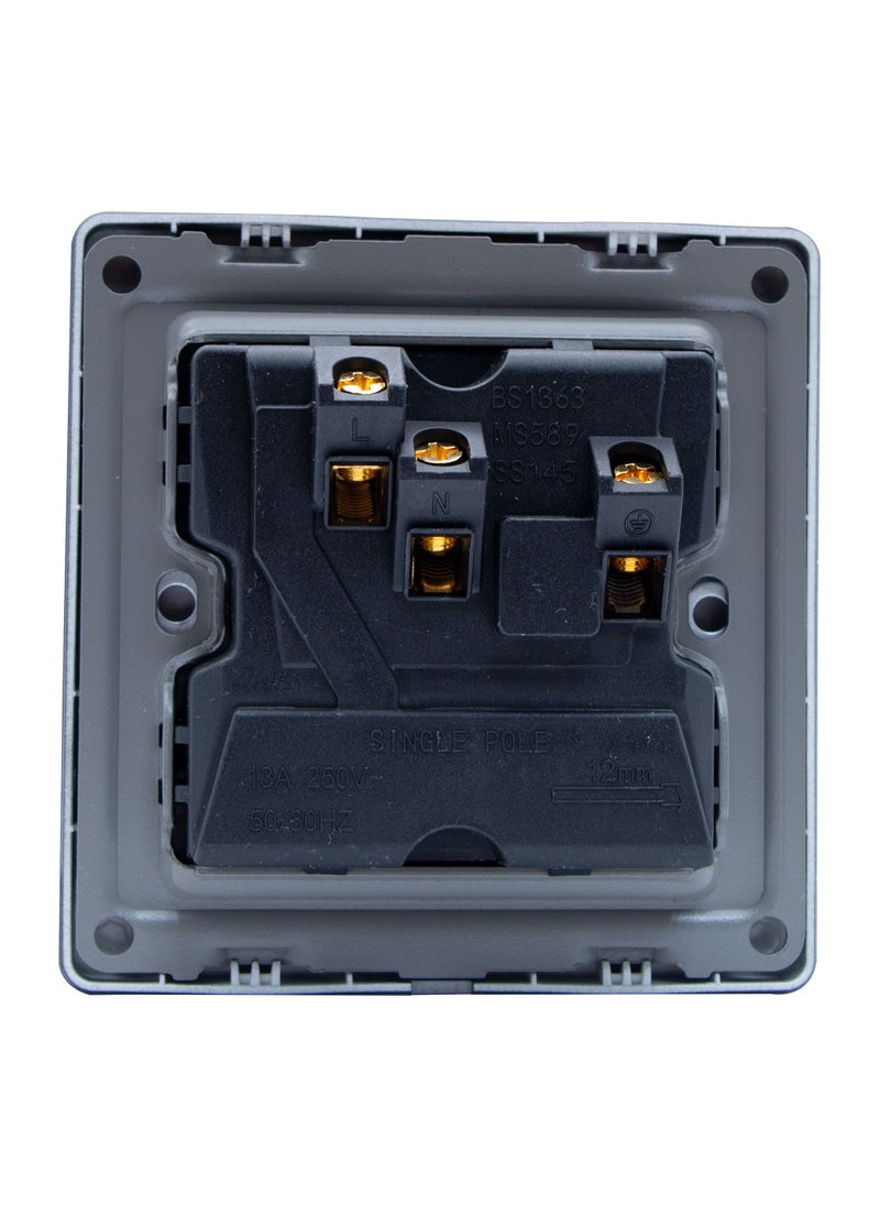 Duravel Duravel Single Gang Switched Socket with LED Indicator, Standard UK Socket13A Single Power Outlet, Matt Black  - Image 4