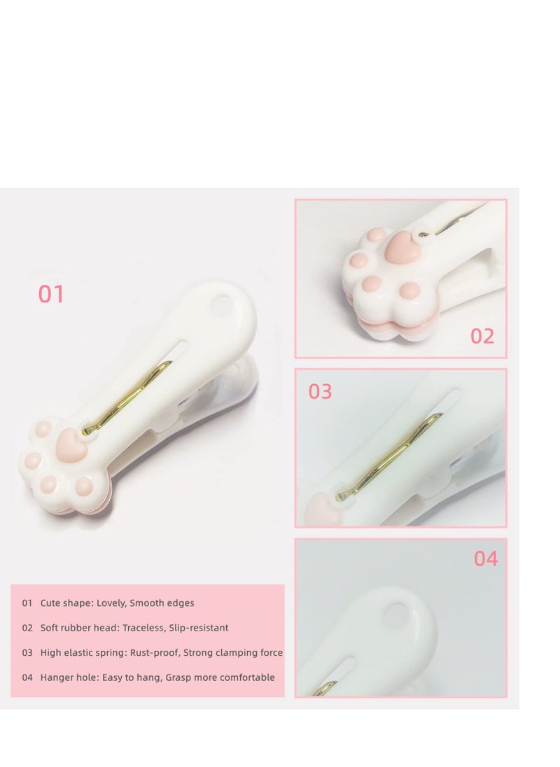 Generic - Plastic Clothespins Laundry Clothes Pins Traceless Clothes Pegs, Bag Clips, Food Package Clip, with Lovely Cat Claw Pattern for Hanging Clothes, Traceless Clothes Pegs Snack Bags Clips 24 Pack - Image 1