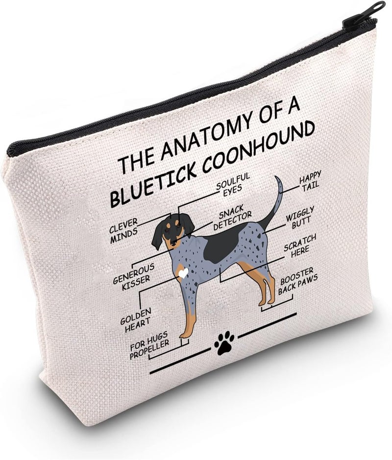 LEVLO Funny Bluetick Coonhound Lovers Gifts The Anatomy of A Bluetick Coonhound Clever Minds Cosmetic Bags Veterinary Mom Travel Toiletry Bags(Bluetick Coonhound)