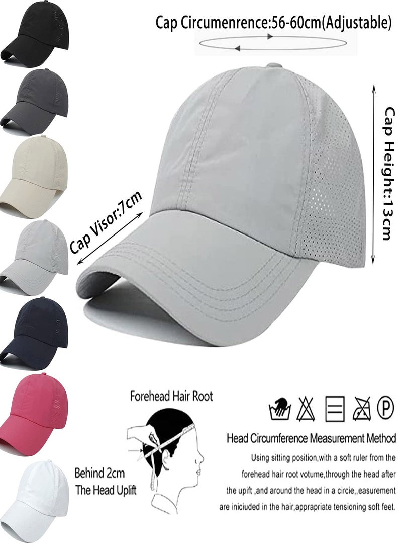 Excefore قبعة بيسبول نسائية قبعة ذيل حصان نسائية قبعة بيسبول شبكية متقاطعة قبعة شمسية غير محددة ذيل حصان قبعة جافة سريعة قبعة للجري قبعات جولف قبعة شاحنة متقاطعة قابلة للتعديل قبعة سفر صيفية - Image 5