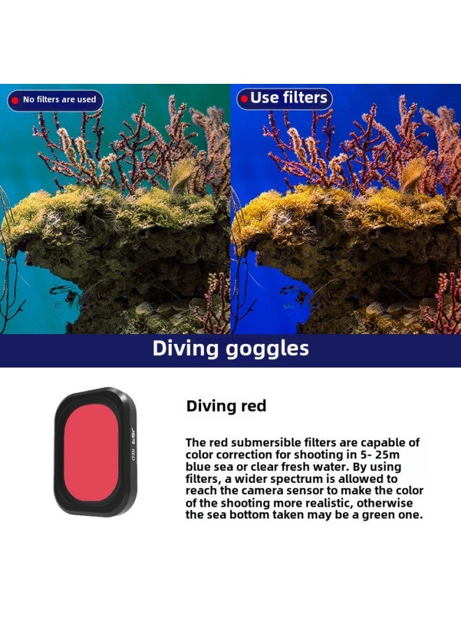 Applicable To Dajiang Pocket3 Waterproof Shell Filter Multifunctional Accessories Handheld Stabilizer Glass Protective Shell-Color:DJI Pocket 3 Dive Red Filter  - Image 1