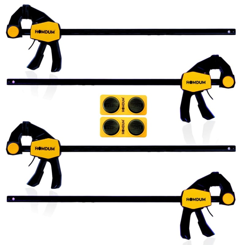 Homdum 18inch Quick Grip Bar Clamp | One-Handed F-Type Ratchet | 450 x 65mm | Clamp Coupler for Larger Projects | Nylon Handle & Rubber Grip | Quick Bar Converter for Woodworking Pack of 4Pc - Image 1