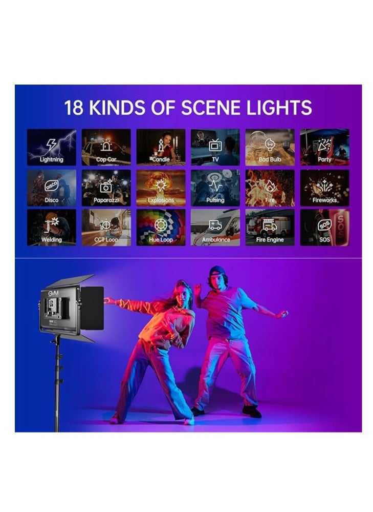 GVM Great Video Maker GVM Great Video Maker 1500D RGB LED Light, 75W Lighting Kit with Bluetooth Control, 2 Packs Led Panel Light for Photography, YouTube Studio, Shooting, Conference, 1128 Led Beads  - Image 3