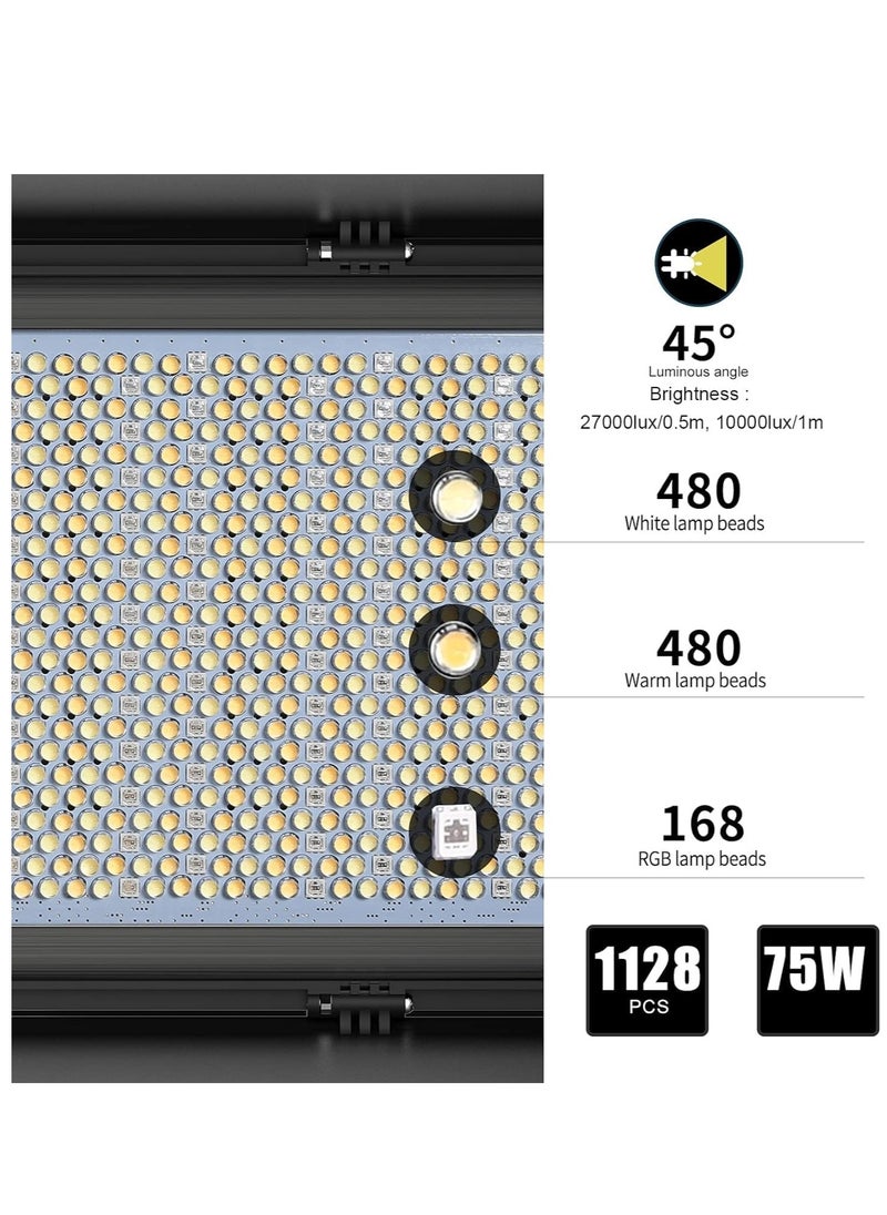 GVM Great Video Maker GVM Great Video Maker 1500D RGB LED Light, 75W Lighting Kit with Bluetooth Control, 2 Packs Led Panel Light for Photography, YouTube Studio, Shooting, Conference, 1128 Led Beads  - Image 5