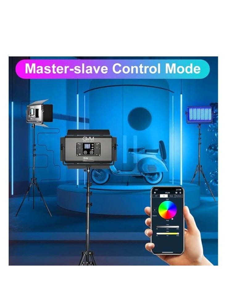 GVM Great Video Maker GVM Great Video Maker 1500D RGB LED Light, 75W Lighting Kit with Bluetooth Control, 2 Packs Led Panel Light for Photography, YouTube Studio, Shooting, Conference, 1128 Led Beads  - Image 2