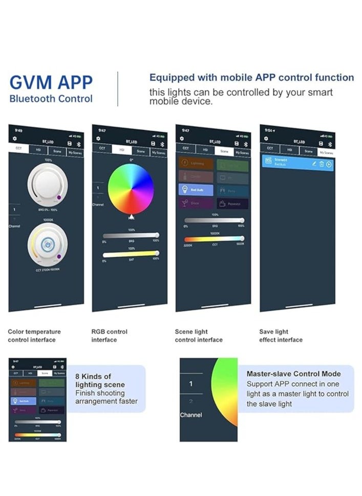 GVM Great Video Maker GVM Great Video Maker 1500D RGB LED Light, 75W Lighting Kit with Bluetooth Control, 2 Packs Led Panel Light for Photography, YouTube Studio, Shooting, Conference, 1128 Led Beads  - Image 4