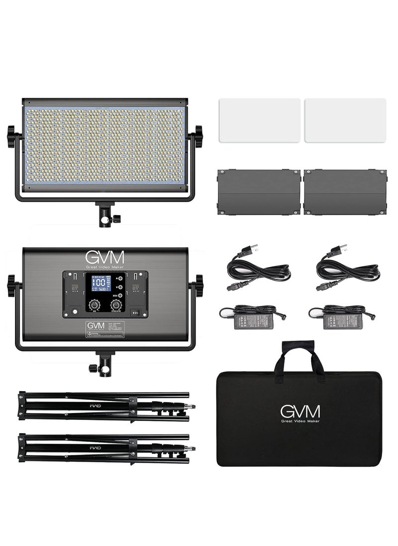 GVM Great Video Maker - GVM Great Video Maker 1500D RGB LED Light, 75W Lighting Kit with Bluetooth Control, 2 Packs Led Panel Light for Photography, YouTube Studio, Shooting, Conference, 1128 Led Beads - Image 1