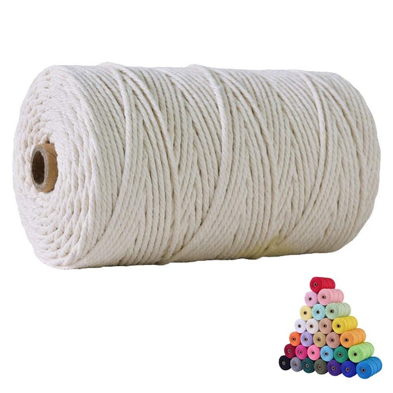 VMPS 100 Natural Cotton Cord3mm x 200m Twine String Cord Cotton Rope Craft Cord for DIY Crafts Knitting Plant Hangers Christmas Wedding Dcor Beige 3mm 200 Meter - Image 1