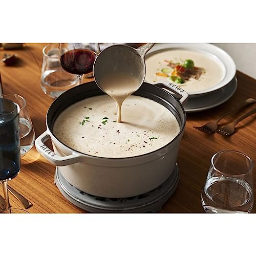 STAUB Cast Iron Round Cocotte 28 cm White Truffle - Image 3