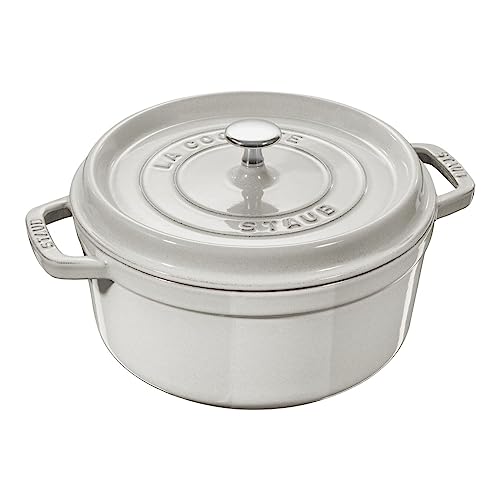 STAUB Cast Iron Round Cocotte 28 cm White Truffle - Image 1