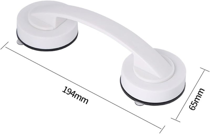 Strong Suction Cup Shower Grab Bar with White Medium Handle, Bathroom Balance Support Rail for Elderly Safety and Mobility Aid - Image 2