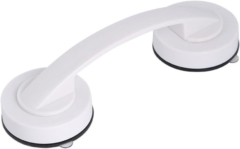 Strong Suction Cup Shower Grab Bar with White Medium Handle, Bathroom Balance Support Rail for Elderly Safety and Mobility Aid - Image 1