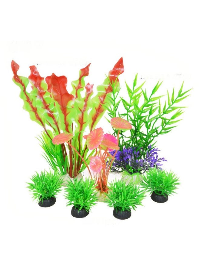 Artificial Aquarium Plants Decor, Fish Tank Artificial Plastic Plants, Emulational Plants for Home Office Fish Tank Aquarium Decorations Combo Set 4