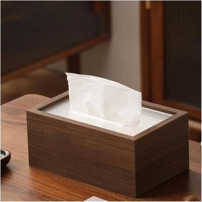حامل علبة المناديل الخشبية من خشب الجوز بتصميم عمودي عصري للمكتب وغرفة المعيشة - Image 5