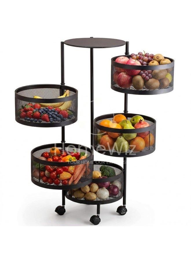 HomeWiz Round Kitchen Rack 5- Layer | Lifetime Usage Heavy Duty Steel Trolley | Kitchen Storage | Onion Potato Rack for Kitchen | Multipurpose Storage Rack for Fruits & Vegetables | Rust-Free Forever - Image 3