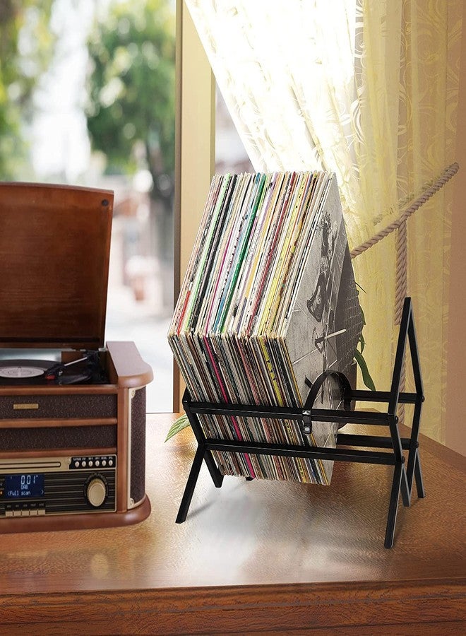 Indian Decor 25020 Vinyl Countertop Tiered Shelf Record Holder Sturdy Lp Storage Display Stand, Magazine Organize Rack Matte Metal Shelf Frames For Vinyl Records Albums - Image 2