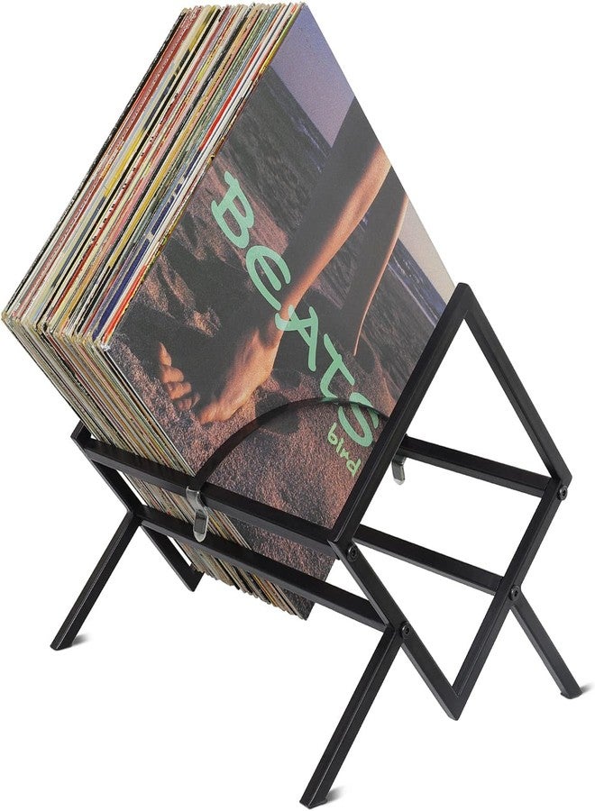 Indian Decor 25020 Vinyl Countertop Tiered Shelf Record Holder Sturdy Lp Storage Display Stand, Magazine Organize Rack Matte Metal Shelf Frames For Vinyl Records Albums - Image 1