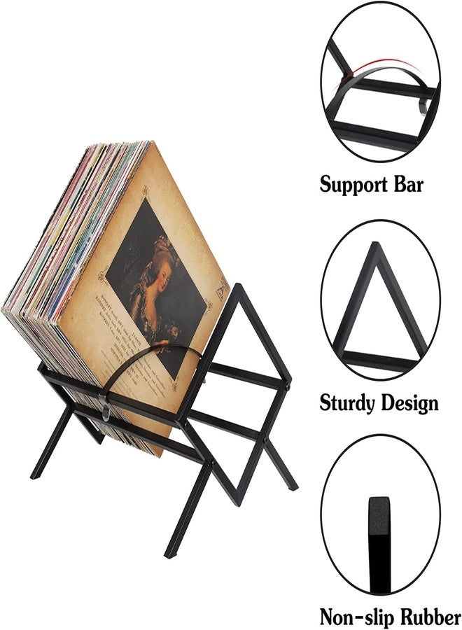 Indian Decor 25020 Vinyl Countertop Tiered Shelf Record Holder Sturdy Lp Storage Display Stand, Magazine Organize Rack Matte Metal Shelf Frames For Vinyl Records Albums - Image 3
