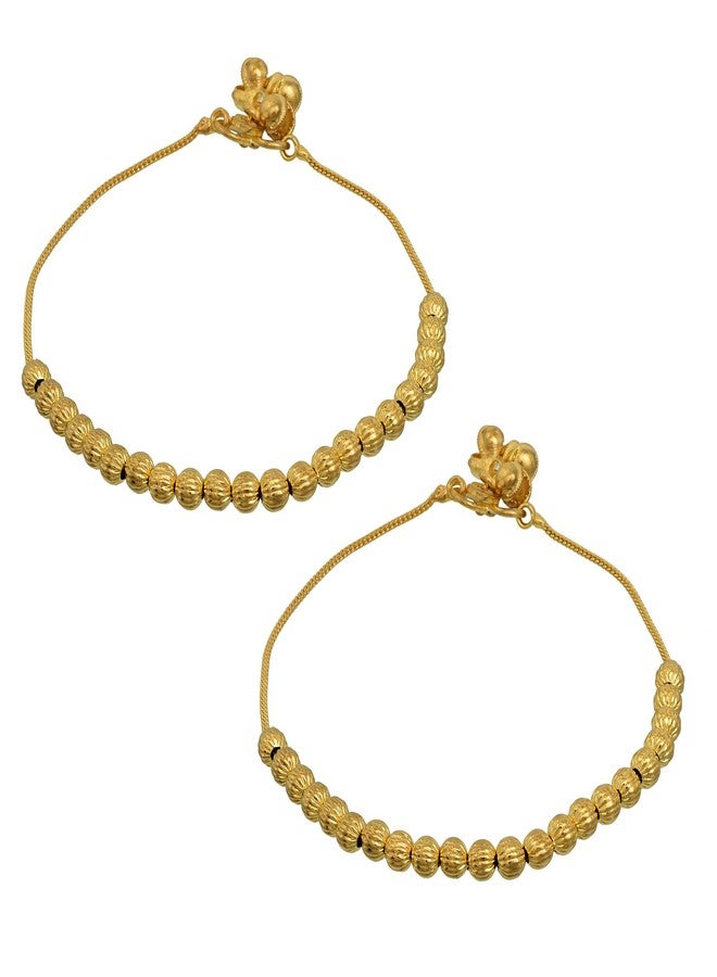 Memoir Superstore18 Gold plated Bar and Ball bead design, Stylish & Elegant, Traditional, Payal, Pajeb, Anklet, Women,Traditional,(SST6296AKRM) - Image 4