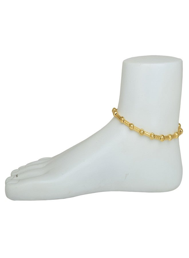 Memoir Superstore18 Gold plated Bar and Ball bead design, Stylish & Elegant, Traditional, Payal, Pajeb, Anklet, Women,Traditional,(SST6296AKRM) - Image 3