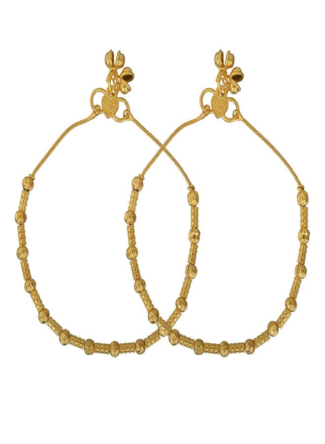 Memoir Superstore18 Gold plated Bar and Ball bead design, Stylish & Elegant, Traditional, Payal, Pajeb, Anklet, Women,Traditional,(SST6296AKRM) - Image 2