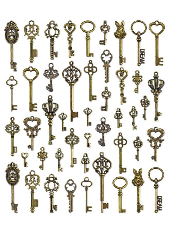 JIALEEY Vintage Skeleton Key Charms 23 Type Of 46Pcs Antique Bronze Key Charms For Necklace Pendant Diy Jewelry Making Supplies Wedding Favors - Image 1