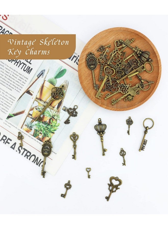 JIALEEY Vintage Skeleton Key Charms 23 Type Of 46Pcs Antique Bronze Key Charms For Necklace Pendant Diy Jewelry Making Supplies Wedding Favors - Image 3