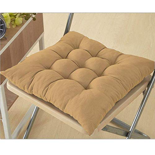 Linenovation 100 Cotton Decorative Damask Fabric Chair Pad Back Cushion with Ties Especially with HandMade Quilting for Chair Sofa Car Back Seat Seating 18x18x3inches Set of 1 Beige - Image 2