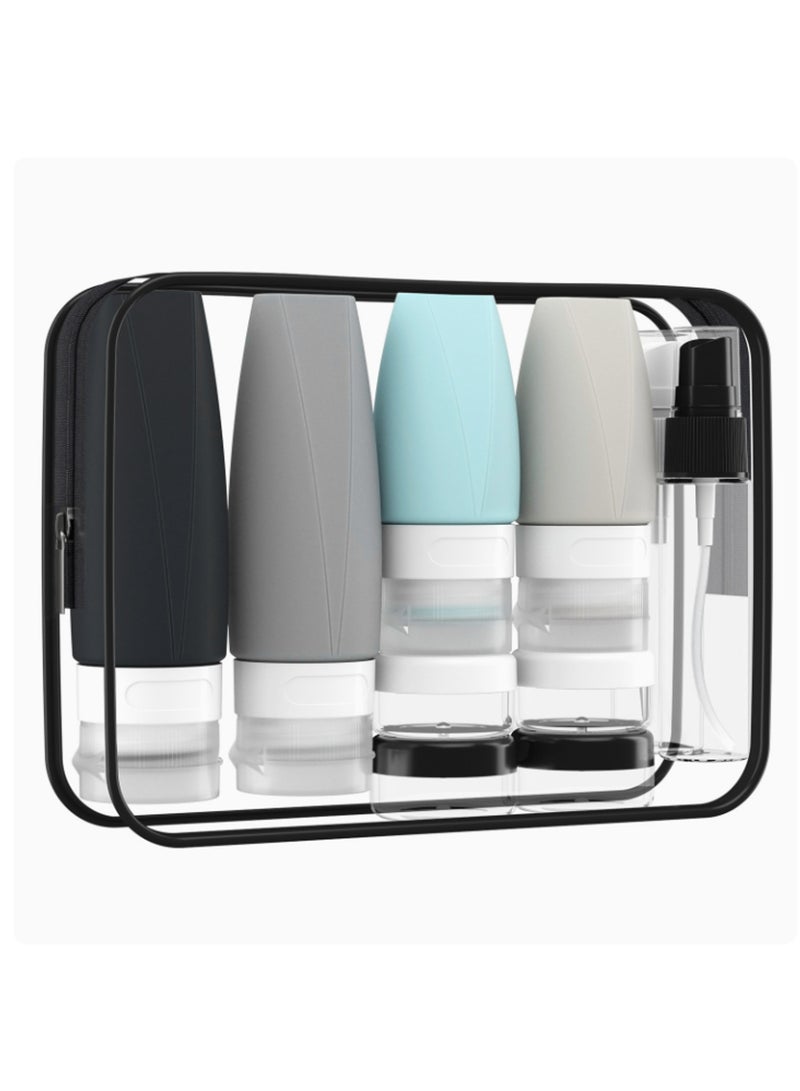 19-Piece Travel Toiletry Bottle Set With Transparent Pouch And 2 Spatulas V-Style B