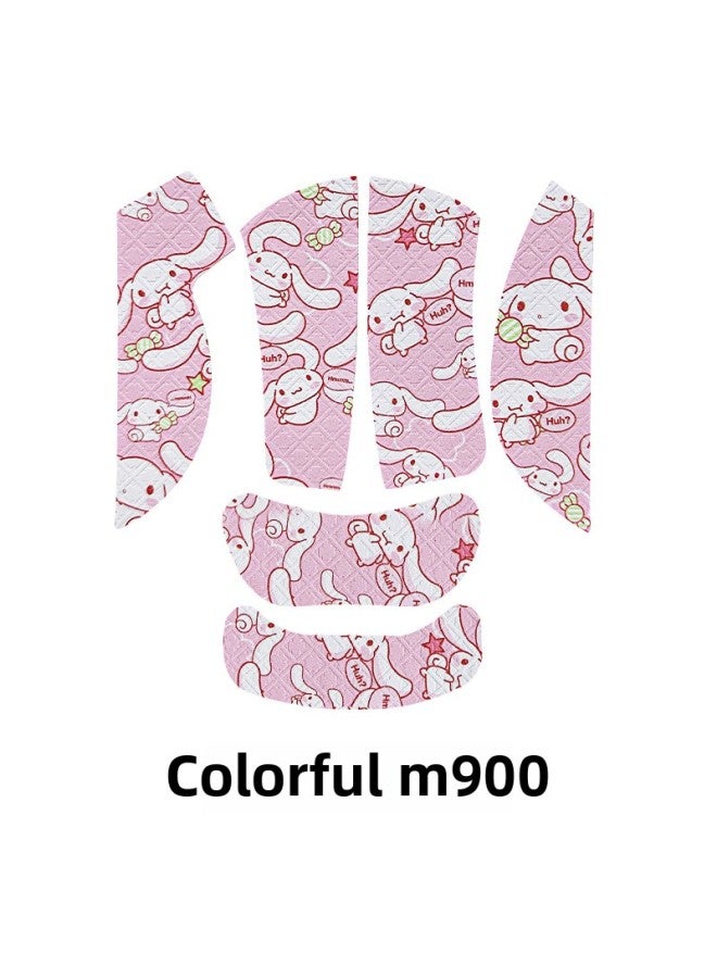 Suitable For Colorful M900 Mouse Anti-slip Stickers, Sweat-absorbent Anti-slip Stickers, M900pro Anti-sweat Protective Film, Palm Side Stickers-Color:[all-inclusive] Pink Cinnamon Dog Printed Mouse Sticker [free Cleaning Cotton]