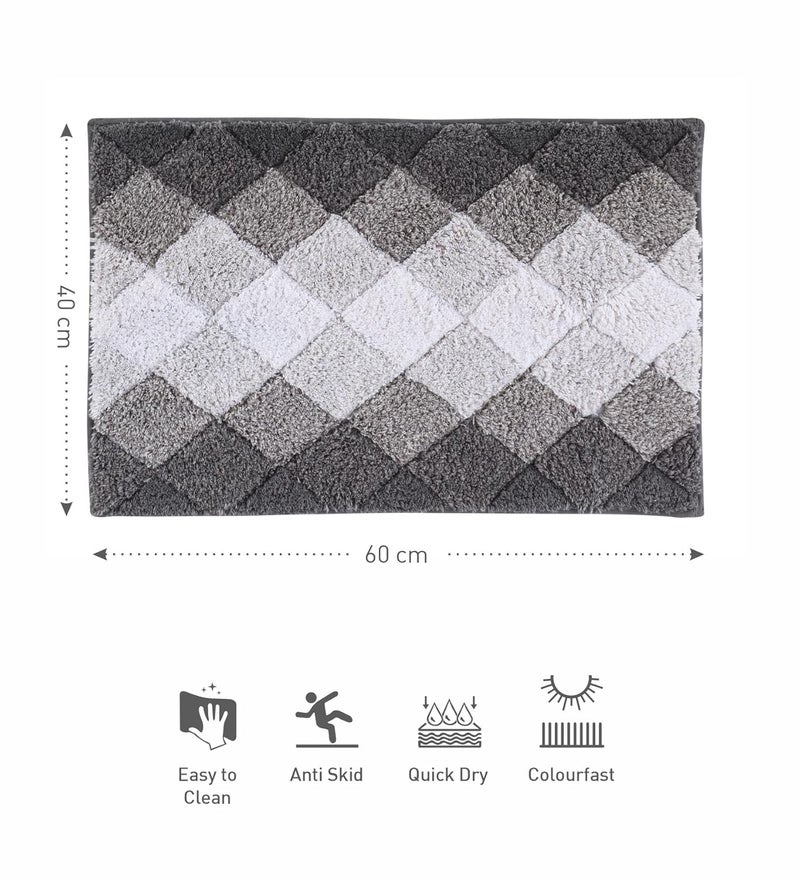 Obsessions Quick Dry Anti Skid Cotton Bath Mat (40 x 60 cm, Grey) - Image 2