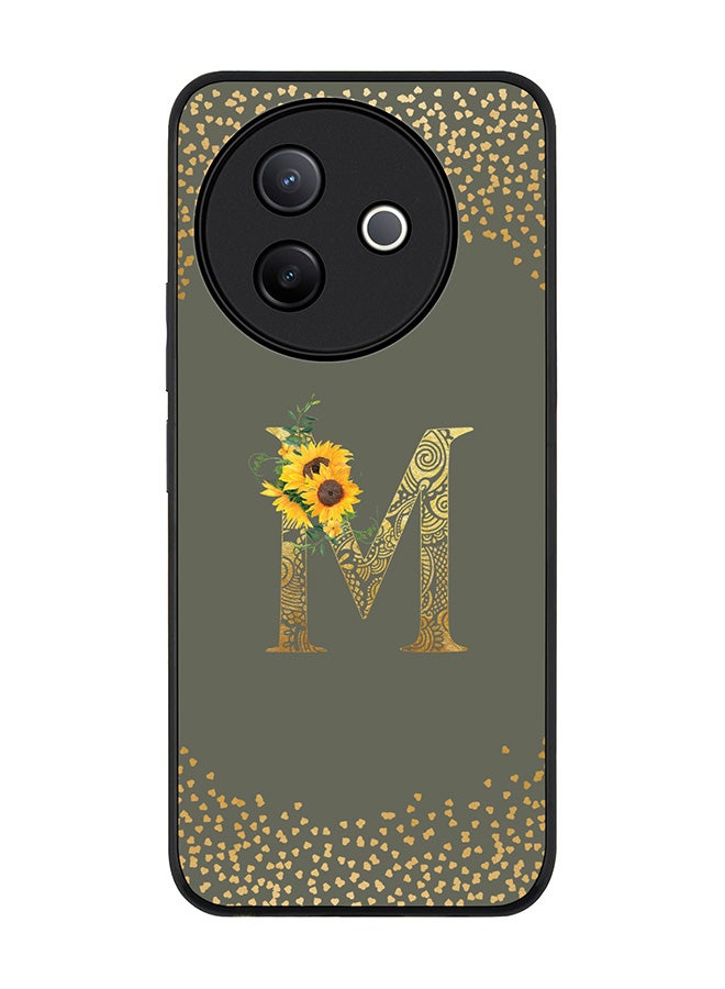Stylizedd For Vivo Y39 5G / vivo Y300i 5G Case,Slim fit Camera Protection, Shockproof Thin Phone cover  - Custom Floral Monogram - M  (Olive Green ) - Image 1