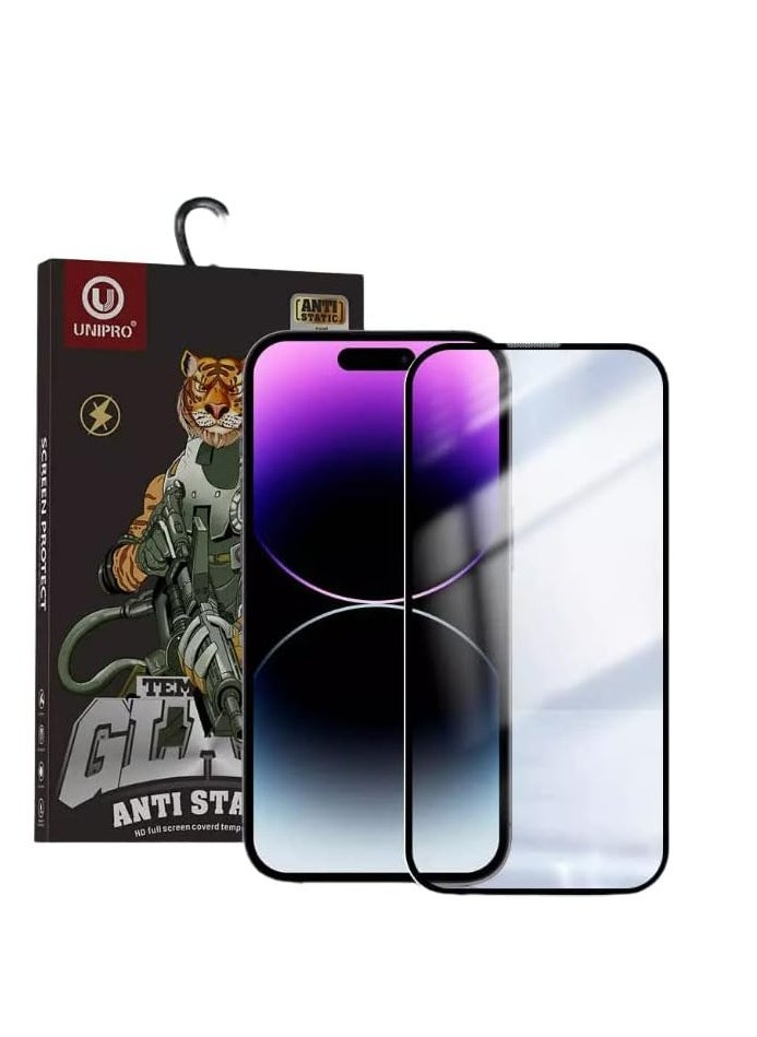 Unipro unipro 3D Tempered Glass for iPhone 14 Pro Max – Full Glue, Anti-Static, 9H Hardness, Ultra Clear.  - Image 1