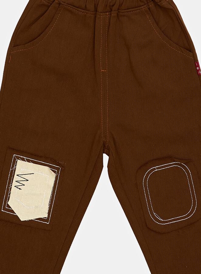 babyqlo Brown Geometric Shirt With Cream Waistcoat Set - Image 5