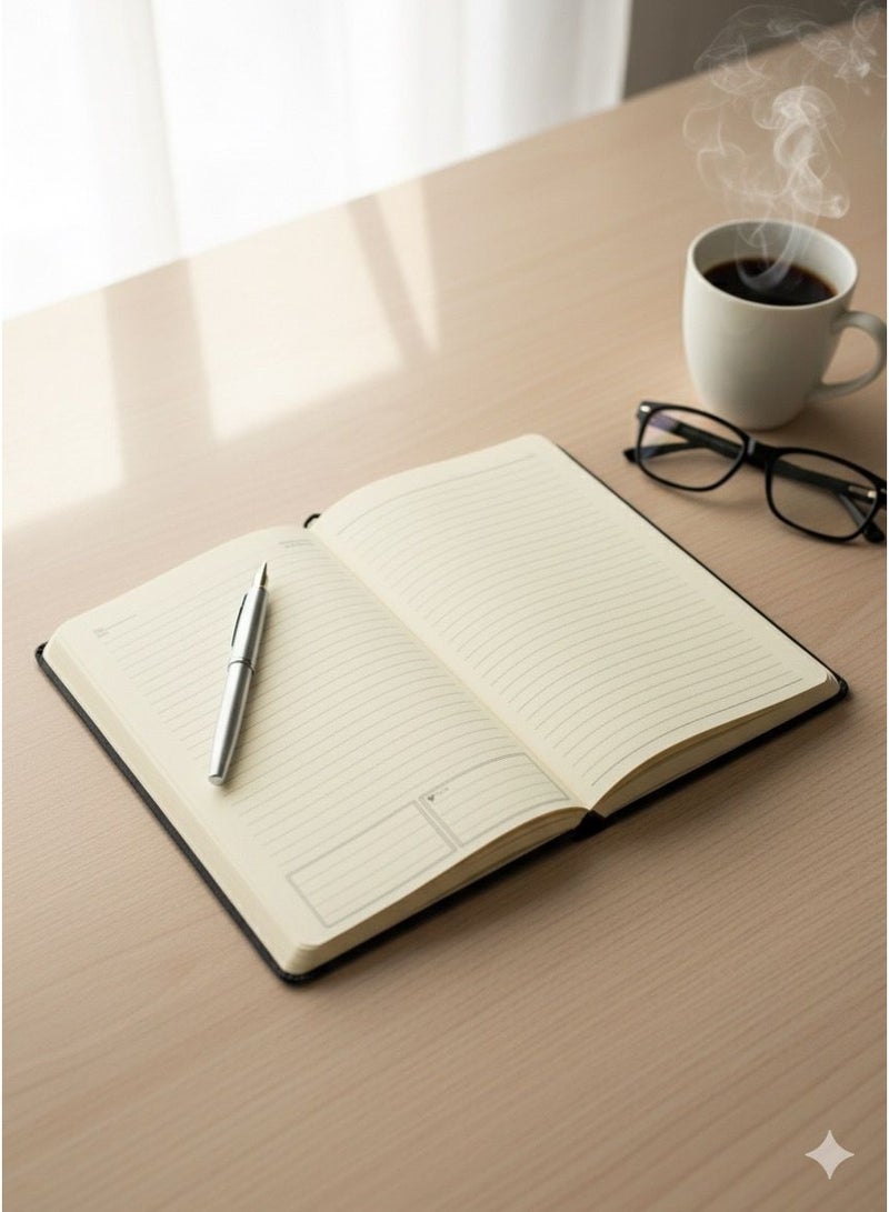 دفتر ملاحظات جلدي A5 فاخر باللون الأسود – تصميم أنيق واحترافي - Image 2