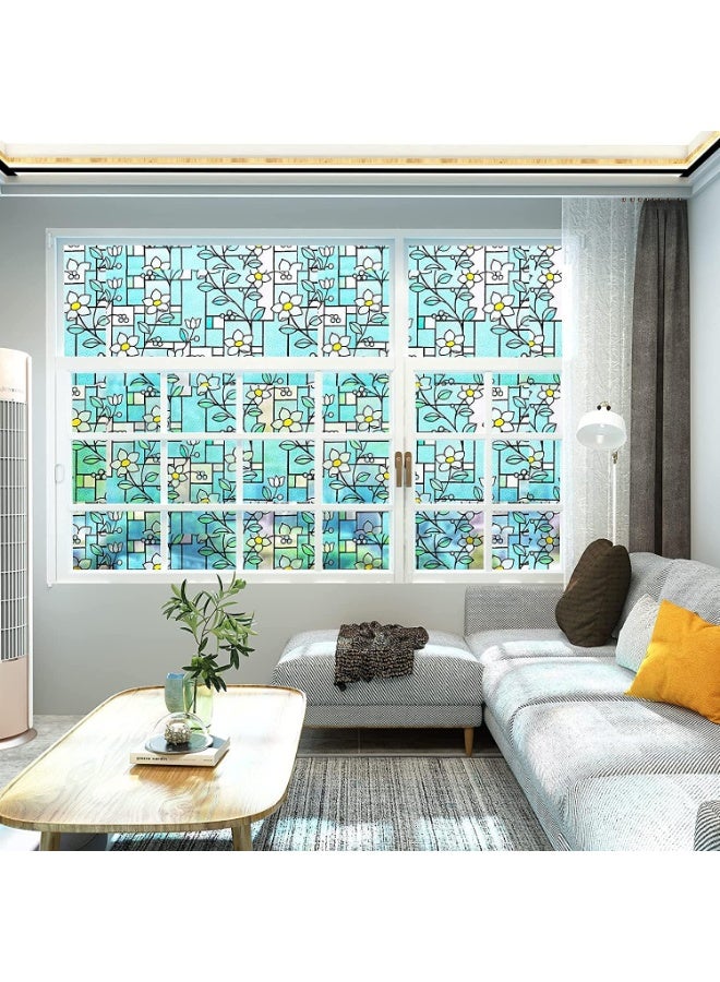 AIWANTO 5 Rolls Stained Glass Self-Adhesive Window Film Decorative Privacy Film 45 x 200 cm - Image 1