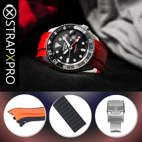 INO Design StrapXPro (SX1A) 22mm Watch Bands Men's Rubber Watch Strap Replacement for Seiko 5 Sports SKX Series Dive Watches, 5KX/SRPD & New GMT Series, Curved End Watchband for SRPD51, SRPD53, SRPD55K1, SRPD59K1, SSK017, SSK019, etc. - Image 5