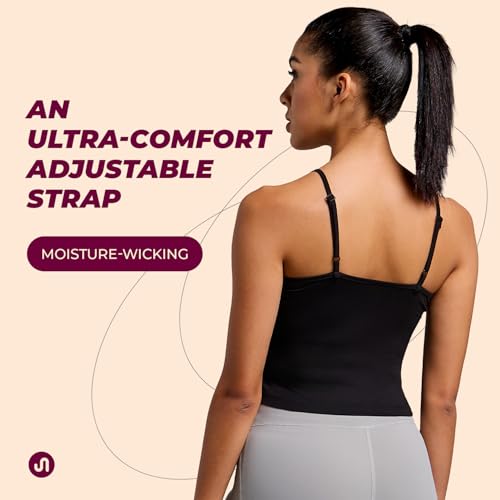 Bodyband Cotton Spaghetti Camisole for Women - Stretchable Slips With Adjustable Strap, Regular Fit Inner Cami Tops - XL Black - Image 5