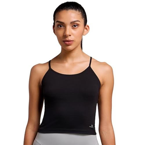 Bodyband Cotton Spaghetti Camisole for Women - Stretchable Slips With Adjustable Strap, Regular Fit Inner Cami Tops - XL Black - Image 1