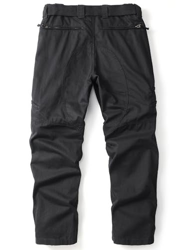 AKARMY Cargo Pants for Men Camo Work Cotton Tactical Military Ripstop Casual Pant Hiking with Multi Zipper Pockets 9920 Black 32W x 32L - Image 3